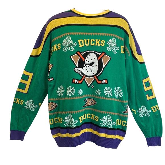 VINTAGE Anaheim Ducks Ice Hockey #93 Ugly Christmas Sweater Size Medium - Picture 1 of 5